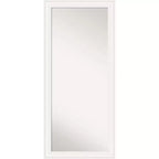 30" x 66" Non-Beveled Ridge White Full Length Floor Leaner Mirror - Amanti Art