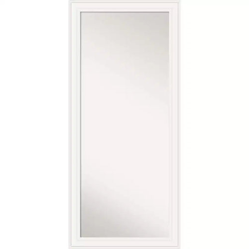30" x 66" Non-Beveled Ridge White Full Length Floor Leaner Mirror - Amanti Art