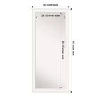 30" x 66" Non-Beveled White Full Length Floor Leaner Mirror