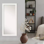 30" x 66" Non-Beveled White Full Length Floor Leaner Mirror