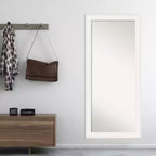 30" x 66" Non-Beveled White Full Length Floor Leaner Mirror