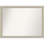 42" x 31" Non-Beveled Romano Silver Narrow Wood Bathroom Wall Mirror - Amanti Art: Modern Rectangular, Includes Mount Hardware