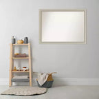 42" x 31" Non-Beveled Silver Narrow Wood Bathroom Wall Mirror