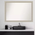 42" x 31" Non-Beveled Silver Narrow Wood Bathroom Wall Mirror