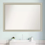 42" x 31" Non-Beveled Silver Narrow Wood Bathroom Wall Mirror