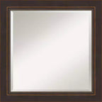 25" x 25" Beveled Lara Bronze Wood Wall Mirror - Amanti Art: Modern Square Design, No Assembly, Includes Mount Hardware