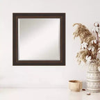 25" x 25" Beveled Bronze Wood Wall Mirror