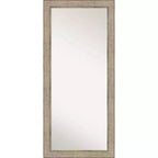 30" x 66" Non-Beveled Trellis Silver Wood Full Length Floor Leaner Mirror - Amanti Art
