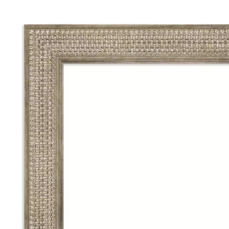 30" x 66" Non-Beveled Silver Wood Full Length Floor Leaner Mirror
