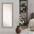 30" x 66" Non-Beveled Silver Wood Full Length Floor Leaner Mirror