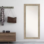 30" x 66" Non-Beveled Silver Wood Full Length Floor Leaner Mirror