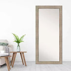 30" x 66" Non-Beveled Silver Wood Full Length Floor Leaner Mirror