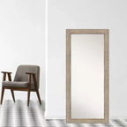 30" x 66" Non-Beveled Silver Wood Full Length Floor Leaner Mirror