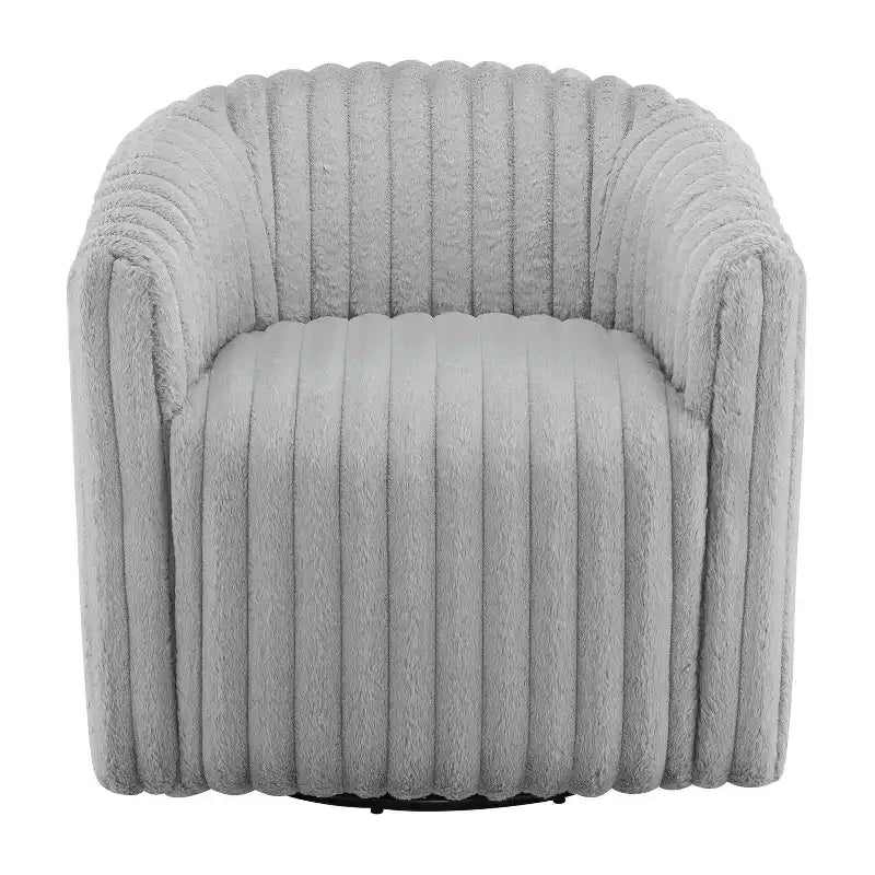 Ultra Plush Cord Swivel Barrel Chair with Metal Base