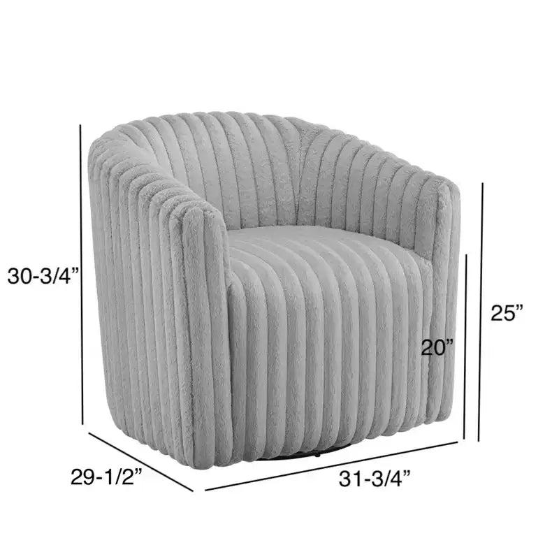 Ultra Plush Cord Swivel Barrel Chair with Metal Base