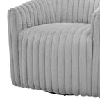 Ultra Plush Cord Swivel Barrel Chair with Metal Base