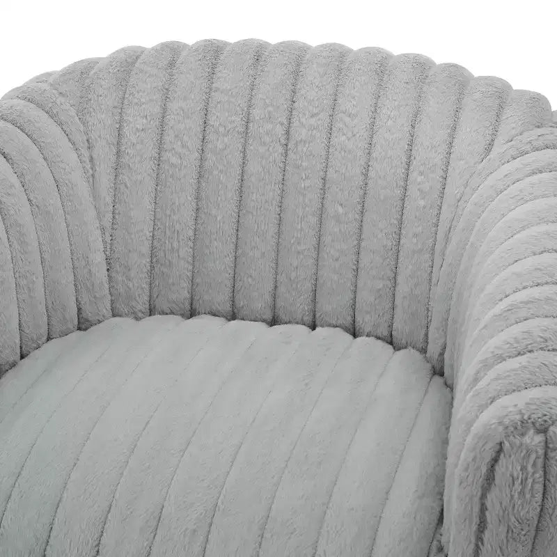 Ultra Plush Cord Swivel Barrel Chair with Metal Base