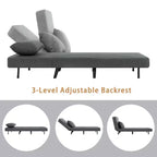 3-in-1 Foldable Linen Chaise Lounge, Accent Chair with Footrest, Detachable Pillow, Adjustable Backrest, Convertible Sofa Bed for Living Room