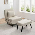 3-in-1 Foldable Linen Chaise Lounge, Accent Chair with Footrest, Detachable Pillow, Adjustable Backrest, Convertible Sofa Bed for Living Room