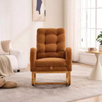 Accent Rocking Chair, High Back Rocker with Footrest, Rubber Wood Legs, Storage Pocket, Upholstered Chair for Living Room, Bedroom, Nursery