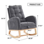 Accent Rocking Chair, High Back Rocker with Footrest, Rubber Wood Legs, Storage Pocket, Upholstered Chair for Living Room, Bedroom, Nursery