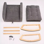 Accent Rocking Chair, High Back Rocker with Footrest, Rubber Wood Legs, Storage Pocket, Upholstered Chair for Living Room, Bedroom, Nursery
