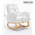 Accent Rocking Chair, High Back Rocker with Footrest, Rubber Wood Legs, Storage Pocket, Upholstered Chair for Living Room, Bedroom, Nursery