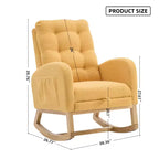 Accent Rocking Chair, High Back Rocker with Footrest, Rubber Wood Legs, Storage Pocket, Upholstered Chair for Living Room, Bedroom, Nursery