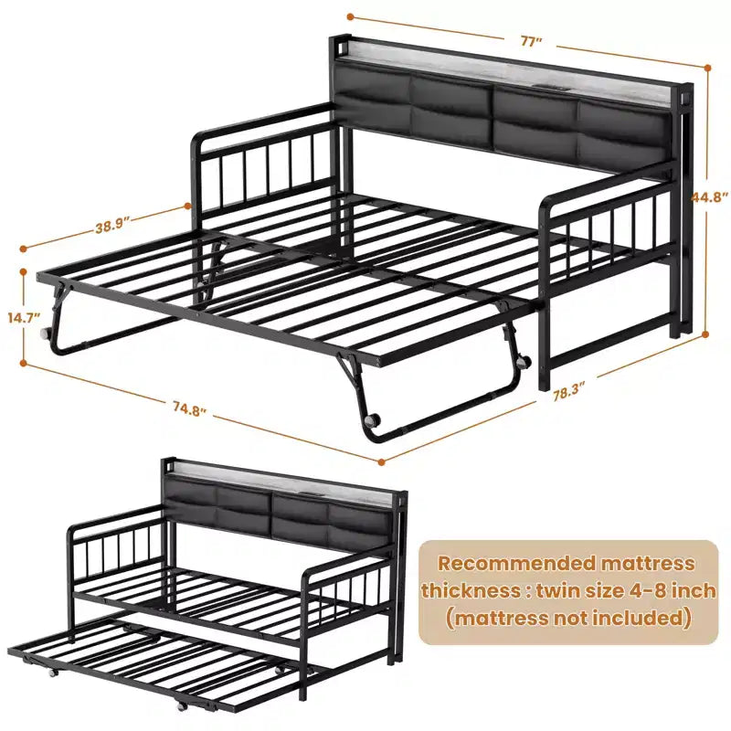 Daybed with Trundle and Charging Station