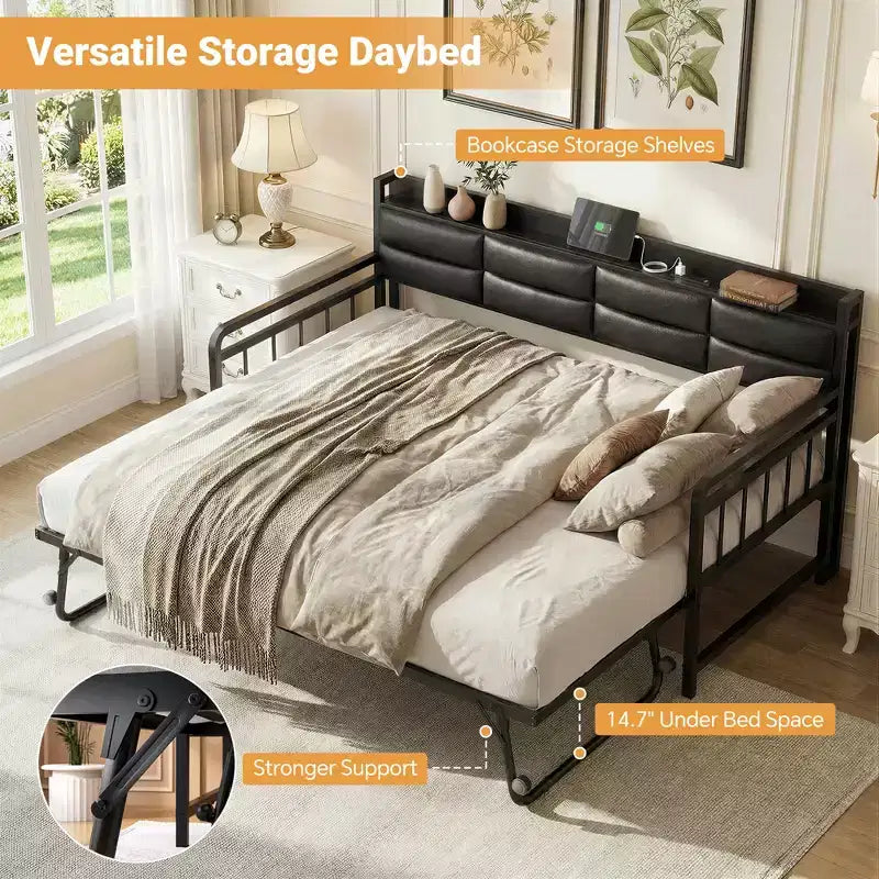 Daybed with Trundle and Charging Station