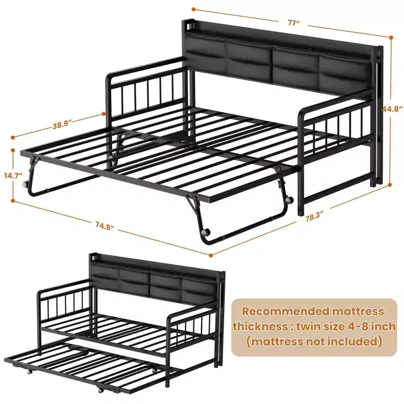 Daybed with Trundle and Charging Station