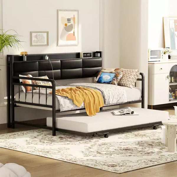 Besiost Daybed with Trundle and Charging Station