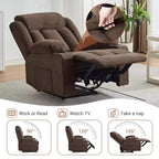 Oversized Recliner Chair with Massage and Heat - Manual Reclining Sofa with Cup Holders and Storage Pocket, Comfortable Overstuffed Deep Seat