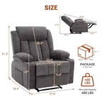 Oversized Recliner Chair with Massage and Heat - Manual Reclining Sofa with Cup Holders and Storage Pocket, Comfortable Overstuffed Deep Seat