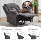 Oversized Recliner Chair with Massage and Heat - Manual Reclining Sofa with Cup Holders and Storage Pocket, Comfortable Overstuffed Deep Seat