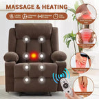Oversized Recliner Chair with Massage and Heat - Manual Reclining Sofa with Cup Holders and Storage Pocket, Comfortable Overstuffed Deep Seat