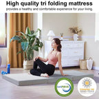6 Thick Tri-Fold Memory Foam Mattress - Firm Support, Easy Fold with Storage Bag for Portable Guest Bed, Camping & Travel