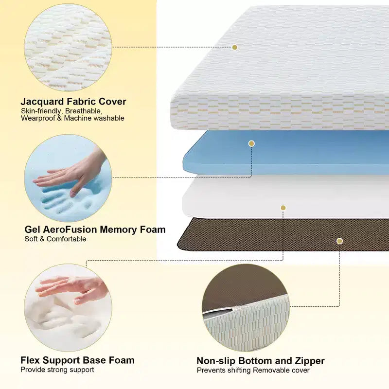 6 Thick Tri-Fold Memory Foam Mattress - Firm Support, Easy Fold with Storage Bag for Portable Guest Bed, Camping & Travel