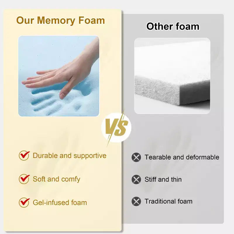 6 Thick Tri-Fold Memory Foam Mattress - Firm Support, Easy Fold with Storage Bag for Portable Guest Bed, Camping & Travel