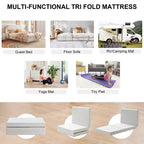 6 Thick Tri-Fold Memory Foam Mattress - Firm Support, Easy Fold with Storage Bag for Portable Guest Bed, Camping & Travel
