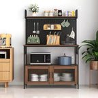 CLIHOME 2-Door Kitchen Bakers Rack, Microwave Oven Stand, Utility Storage Shelf, Kitchen Organizer