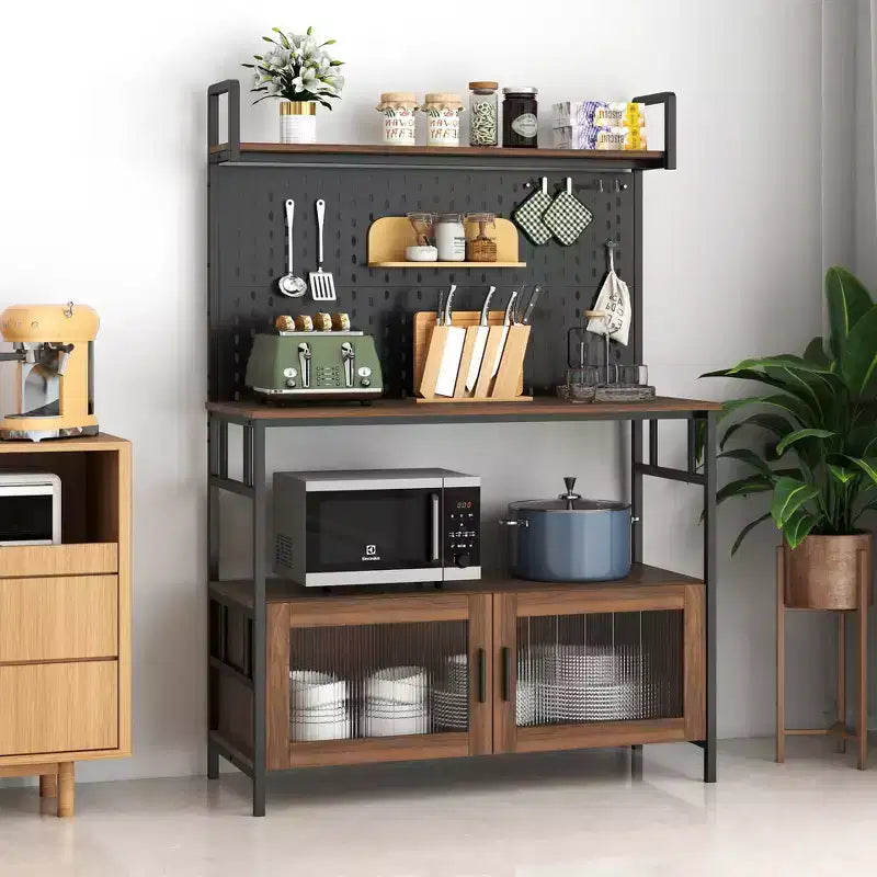 2-Door Kitchen Bakers Rack, Microwave Oven Stand, Utility Storage Shelf, Kitchen Organizer