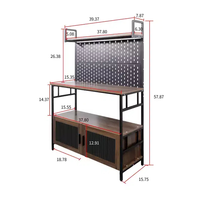 2-Door Kitchen Bakers Rack, Microwave Oven Stand, Utility Storage Shelf, Kitchen Organizer