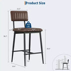 PU Leather Counter Height Bar Stools with Thick Cushion and Thickened Metal Legs, for Island, Counter Bar, Kitchen