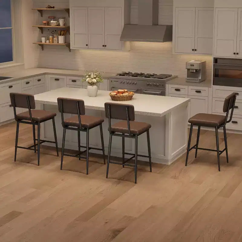 PU Leather Counter Height Bar Stools with Thick Cushion and Thickened Metal Legs, for Island, Counter Bar, Kitchen