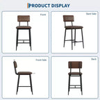 PU Leather Counter Height Bar Stools with Thick Cushion and Thickened Metal Legs, for Island, Counter Bar, Kitchen