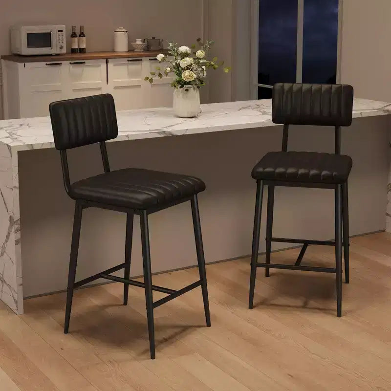 PU Leather Counter Height Bar Stools with Thick Cushion and Thickened Metal Legs, for Island, Counter Bar, Kitchen