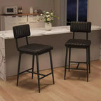 PU Leather Counter Height Bar Stools with Thick Cushion and Thickened Metal Legs, for Island, Counter Bar, Kitchen