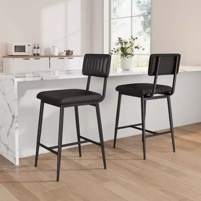 PU Leather Counter Height Bar Stools with Thick Cushion and Thickened Metal Legs, for Island, Counter Bar, Kitchen