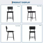 PU Leather Counter Height Bar Stools with Thick Cushion and Thickened Metal Legs, for Island, Counter Bar, Kitchen